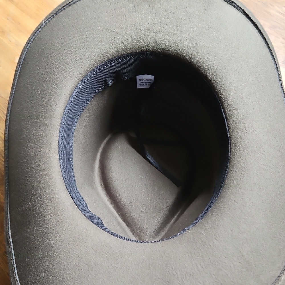 Source Unknown Rustic Gray Hat with Feather Detail - image 7